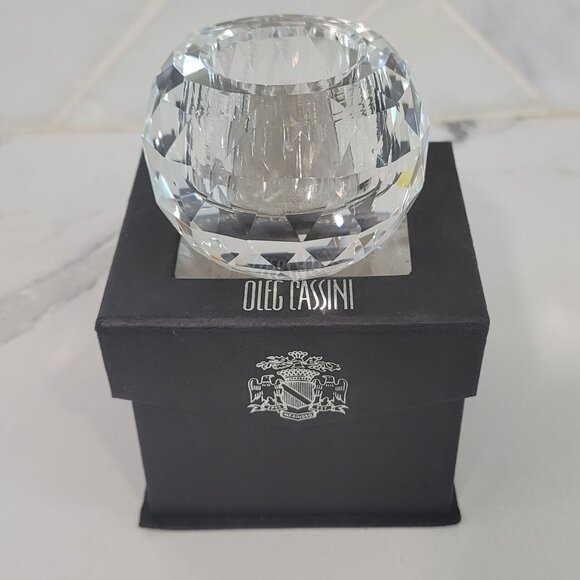 Oleg Cassini Crystal Votive Candle Holder 2.5" Cut Ball Design Decorative Elegan - Picture 1 of 11